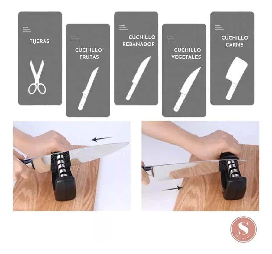 AFILADOR DE CUCHILLOS Y TIJERAS 3 EN 1 ➕ ¡CUCHILLO Y PELAPAPA DE REGALO! 🎁🍴