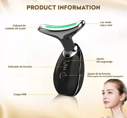 DermaGlow™– Masajeador Facial y Cuello Antiedad de Alta Tecnología