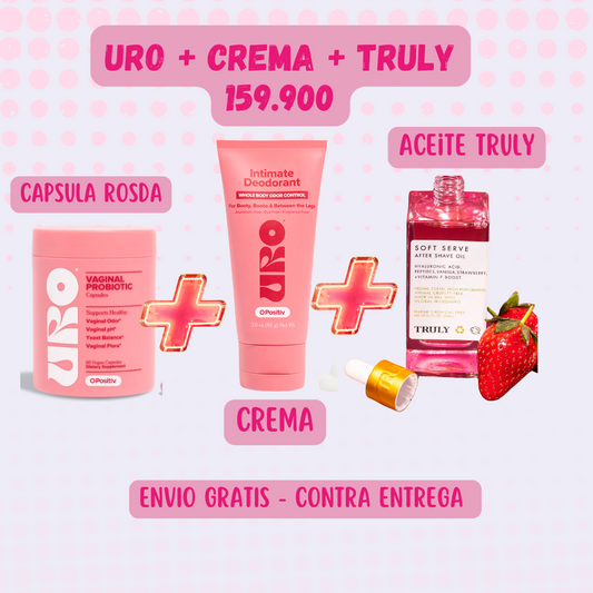 🌸 EL TRÍO PODEROSO PARA TU COSITA: URO + CREMA + TRULY 🌸 ✨ ¡Aclara, equilibra y refresca como nunca antes!🌸