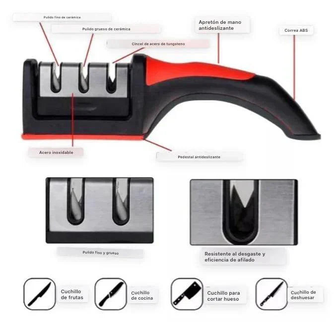 AFILADOR DE CUCHILLOS Y TIJERAS 3 EN 1 ➕ ¡CUCHILLO Y PELAPAPA DE REGALO! 🎁🍴